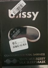 BLISSY Black 100 Mulberry Silk Sleep Mask Eye Mask Anti Aging Blackout NIB NEW