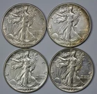 1943 and 1944 Walking Liberty 50c Silver Half Dollars Lot of 4