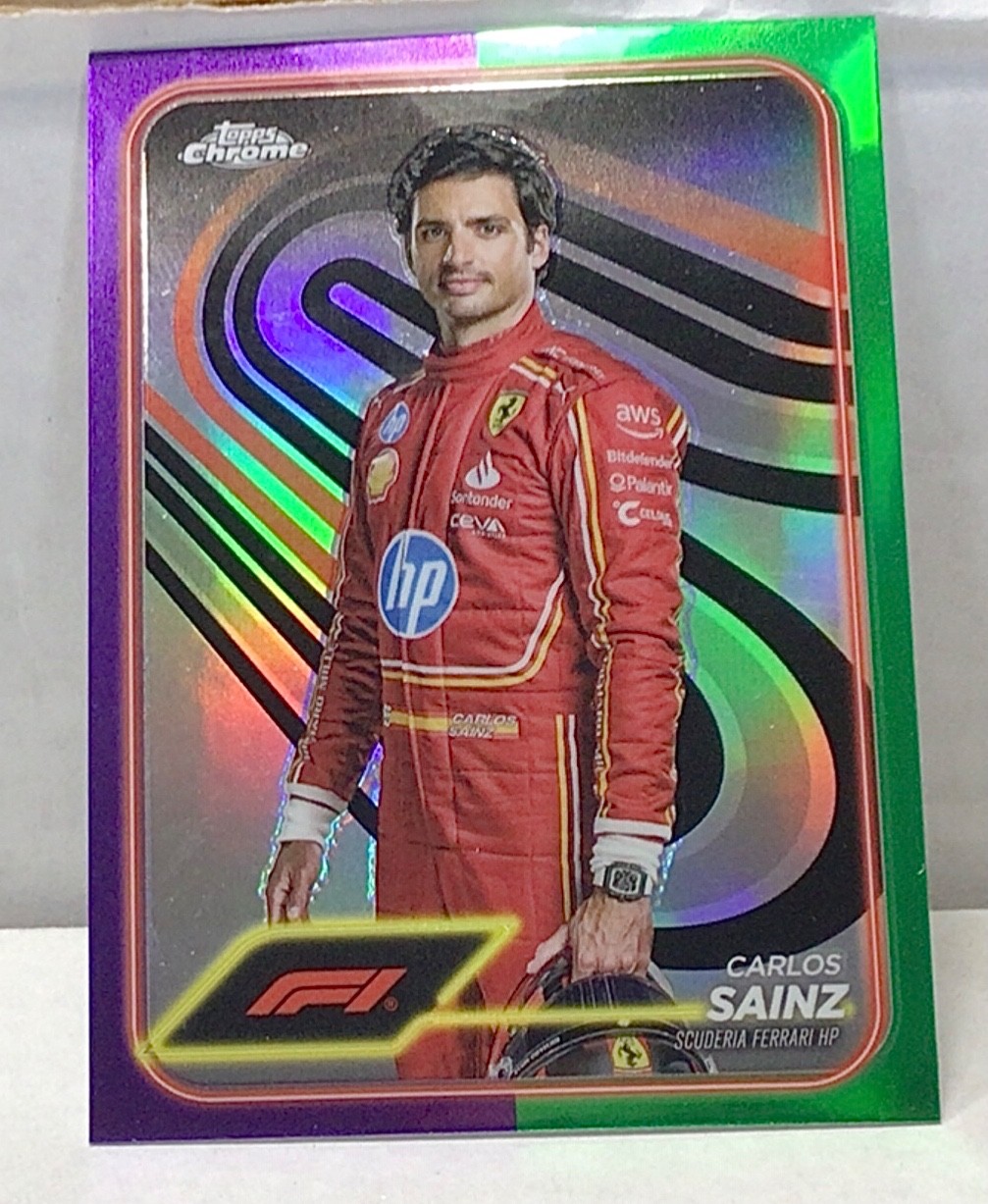 2024 Topps Chrome Formula 1 Carlos Sainz #4 Purple Green Refractor Parallel