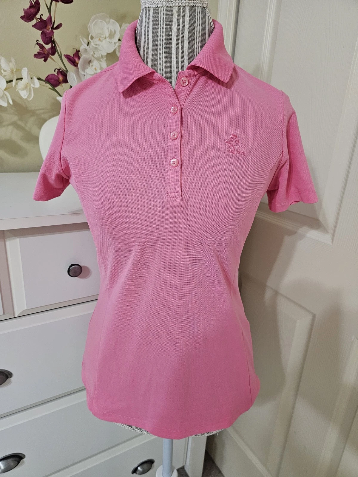 Greg Norman Play Dry GN Collection Women`s Pink Golf Polo Shirt Short Sl. Sz. S