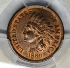 Choice Indian Head Penny Cent 1C 1880 PCGS MS64 RB (Red Brown) High Grade Beauty