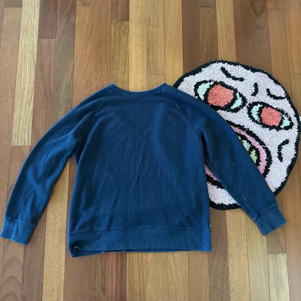 Pullover Banana Republic Hombre Talla Grande Manga Larga Waffle Crew Azul Marino Nuevo con Etiquetas Foto 2 de 4