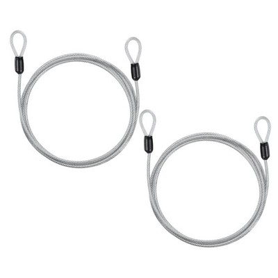 2pcs 5/32'' Dia 5.9ft Security Cable Lock Vinyl Coated Steel with Loops Silver