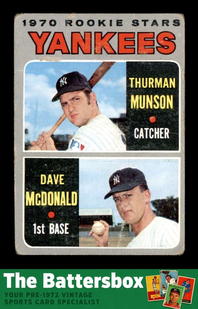 1970 Topps #189 Thurman Munson/Dave McDonald Yankee Rookies FAIR X3823778