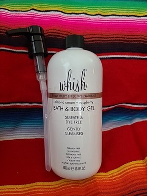 Whish Bath and Body Gel 33.8 oz Almond Cream + Raspberry Pump Bottle New Sealed