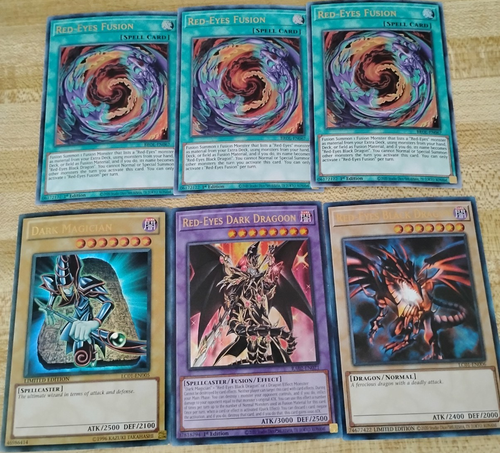 3x Red-Eyes Fusion + Dark Magician + Red-Eyes Dark Dragoon Yugioh Mint - Picture 1 of 1
