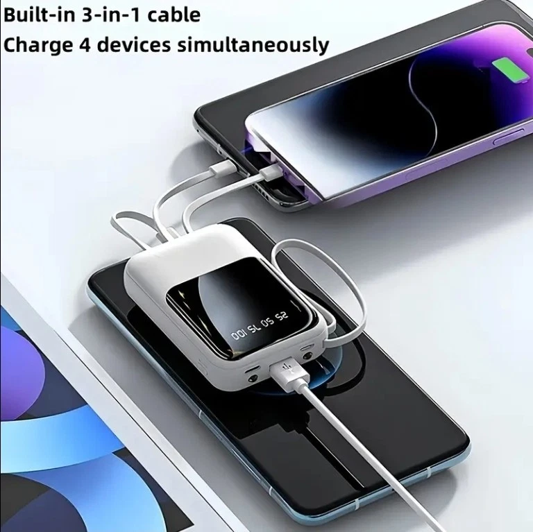 3 In 1 Built In Portable Fast Charger Power Bank for iPhone Samsung And Tablets - Image 2 of 3