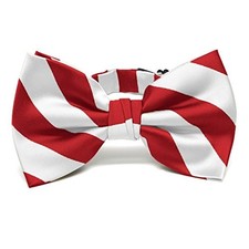 Men's Pre-tied Adjustable Striped Bow Tie Red and White