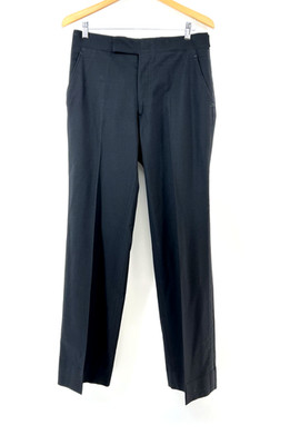 Vintage Mens Black Tuxedo Pants Satin Stripe Formal Dress Trousers 34x32 Wedding