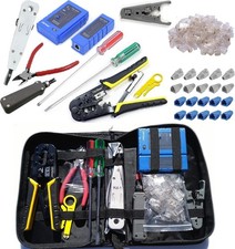 Network Phone Cable Tester Crimper RJ11 RJ12 RJ45 CAT5e Tool Kit Stripper