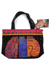 New Vtg Laurel Burch Feline Friends Cat Canvas Tote Bag 11x8