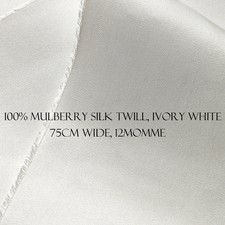 29'' Wide 12 Momme Natural Silk Twill Fabric Scarf Lining Material Ivory White