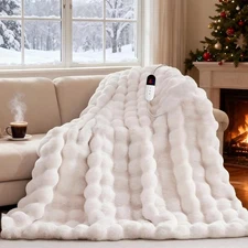 Heated Blanket Throw with 6 Fast Heating Levels,4 Hours Auto-Off,50x60 Cozy Faux