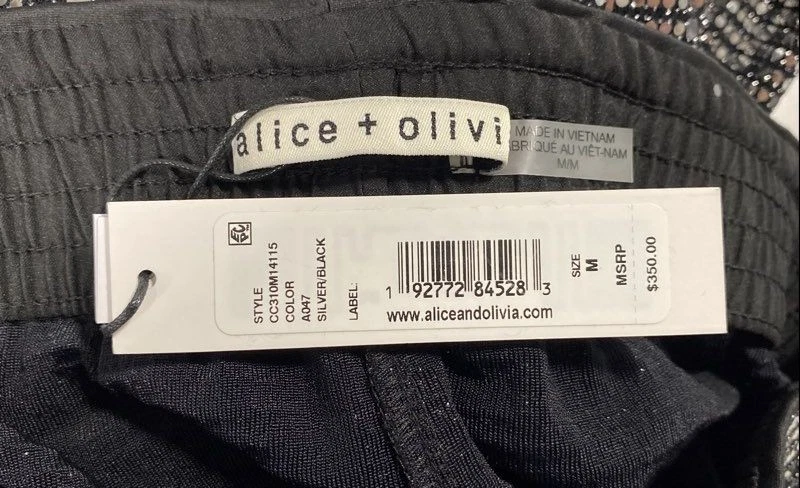 Calça Alice + Olivia Feminina Metálica Perna Larga Tamanho M - Imagem 3 de 4