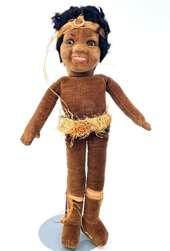 Norah Wellings 1927 ZuZu Doll South Islander Boy Velvet Stuffed Glass Eyes 14in