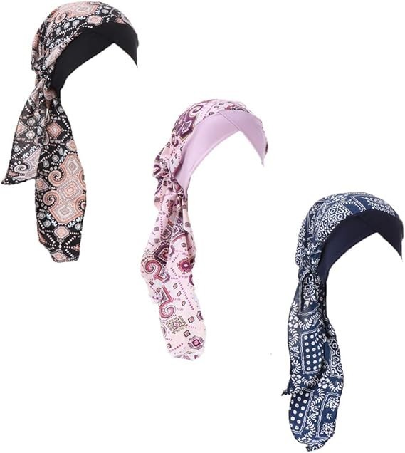 Pre Tied Chemo Head Scarf 3 Packed Beanie Skull Cover Cap  display picture 2