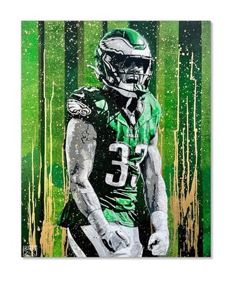 ''Coop'' original Cooper DeSean Eagles painting, 24 x 30 in. on canvas