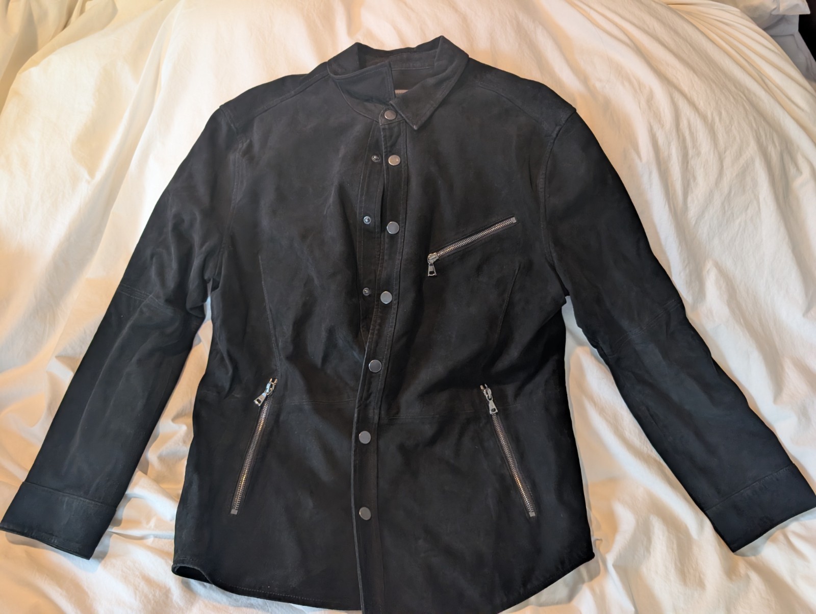 John Varvatos Black Suede Leather Kadd Shirt Jacket Size 40 (European) - second product detail image
