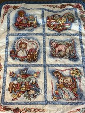 Vintage Baby Nursery Quilt Storybook Animals Teddy Bear Patchwork Cottage