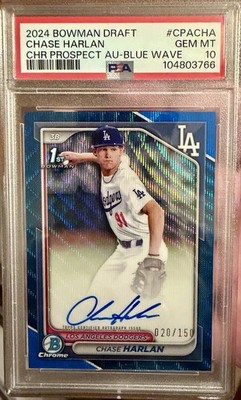 2024 Bowman Draft Chase Harlan Blue Wave Refractor Auto /150