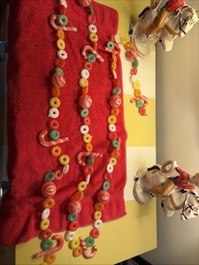 Vintage Candy Canes Lifesaver Blow Mold Christmas Garland Strands 9 Ft.