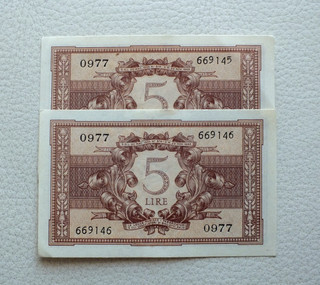 REGNO D'ITALIA VITT.EMANUELE III LUOGOTENENZA UMBERTO 2 5 LIRE ELMATA 1944 FDS