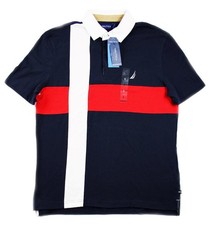 Nautica Mens Rugby Polo Shirt S Short Sleeve Classic Fit Colorblock Blue 80 NEW