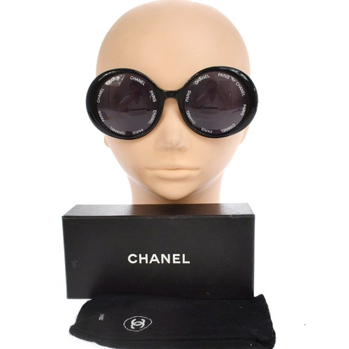 RARO!!! VINTAGE Chanel CC logo Rotondo Occhiali Da Sole Eye Wear Nero  AK38651g | eBay