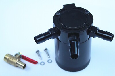 3-Port Oil Catch/Can/Tank/Reservoir Air-Oil Separator Racing Baffle/Drain Valve
