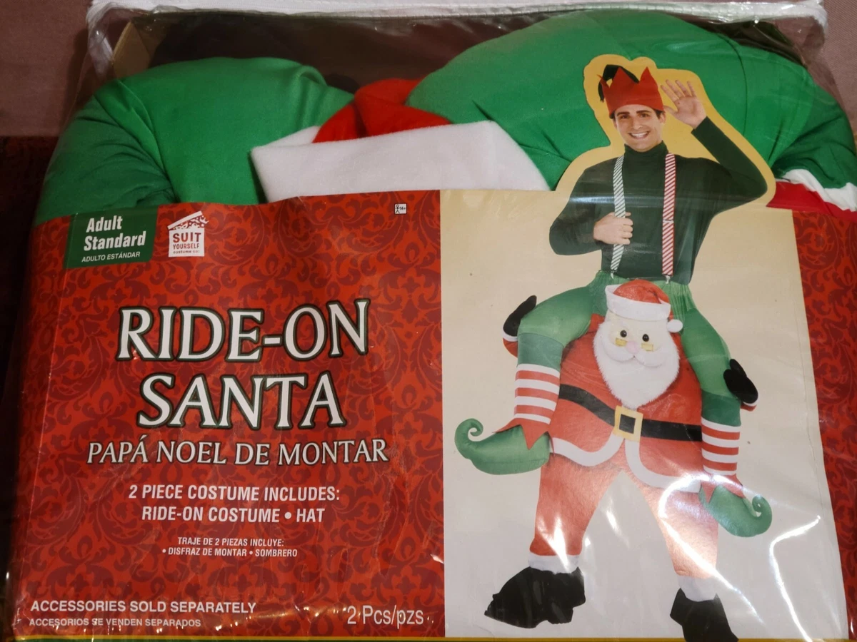 Elf Santa Piggy Back Ride On Costume Adult Standard Funny Christmas Halloween