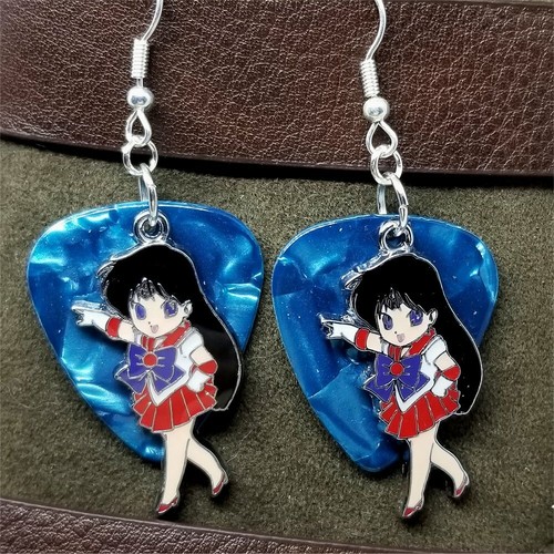 Sailor Moon Sailor Mars Charm Guitar Pick Earrings - Pick Your Color - Picture 3 of 5