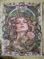 Medusa And Roses Art Print On Canvas Unframed