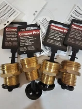 Lot of 4 Gilmour Pro 3/4" NH x 1/2" NPT Double Male Brass Connector