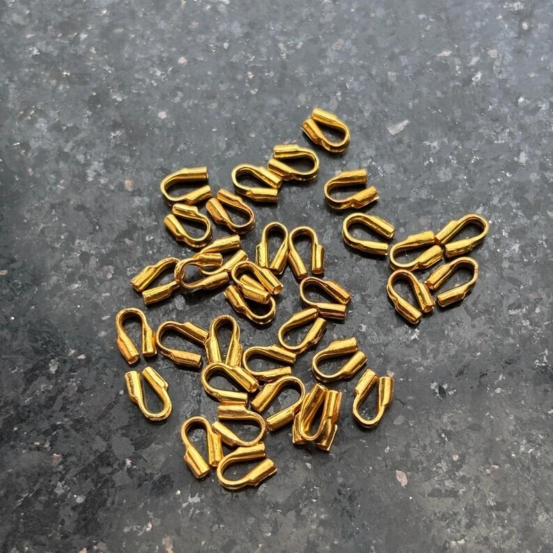 Protector de cubierta de alambre de oro amarillo macizo de 14 k con cuerdas 0,6 mm 10 piezas Foto 2 de 3