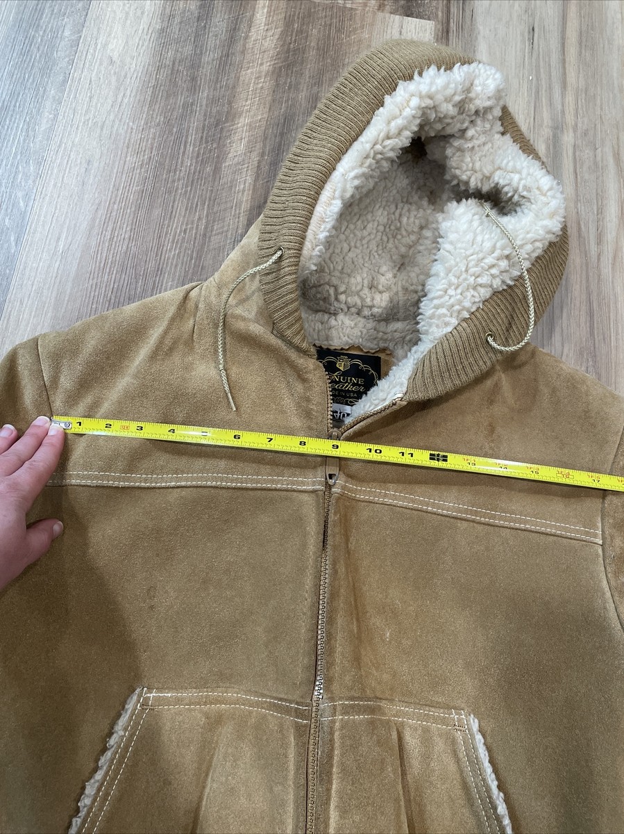 VTG 70s/80s Genuine Leather Suede Sherpa Lined Hooded Full VTG 70s/80s Genuine Leather Suede Sherpa Lined Hooded Full