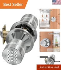 Satin Nickel Keyless Entry Door Lock with Keypad & Mute Function - Easy Install