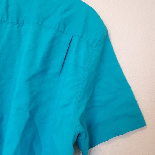 Camicia uomo Tommy Bahama misto lino con bottoni manica corta taglia XL blu verde - Foto 10 di 18
