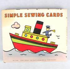 Vintage 1952 SIMPLE SEWING CARDS by Platt and Munk Co 8 images Plastic tip yarn