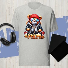 Living My Best Life Bear Tee Shirt Street Wear Hip Hop Big Tall Shaka Pro Club T