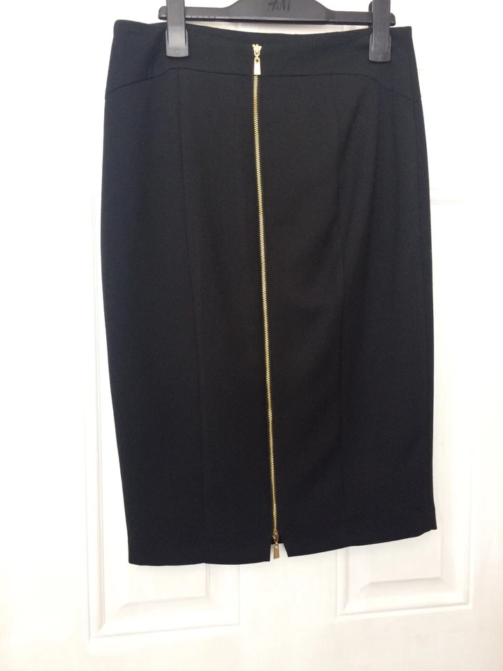 M&S Fab Girls Women Office Style Black Pencil Skirt Back Zip Size M 10 UK 38 EU - Image 2 of 4