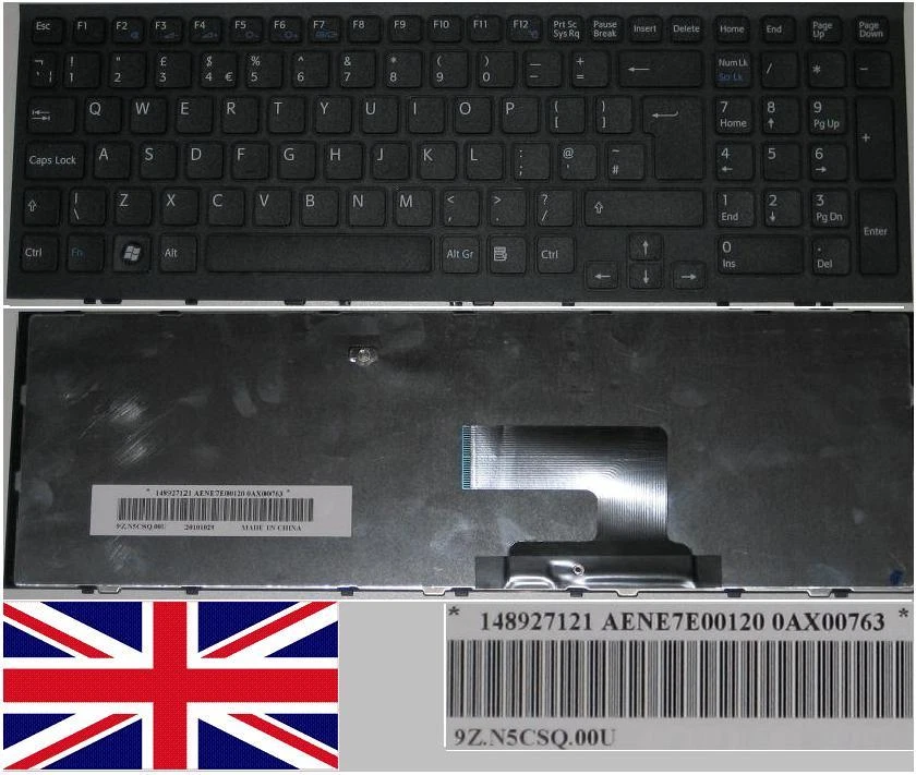 Clavier AZERTY Sony Vaio PCG-51212M - Réf. 9Z.N3TBQ.00F - Occasion Testé - Noir