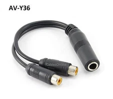 6inch 1/4" Mono Female to 2-RCA Female Y-Splitter Cable - CablesOnline AV-Y36