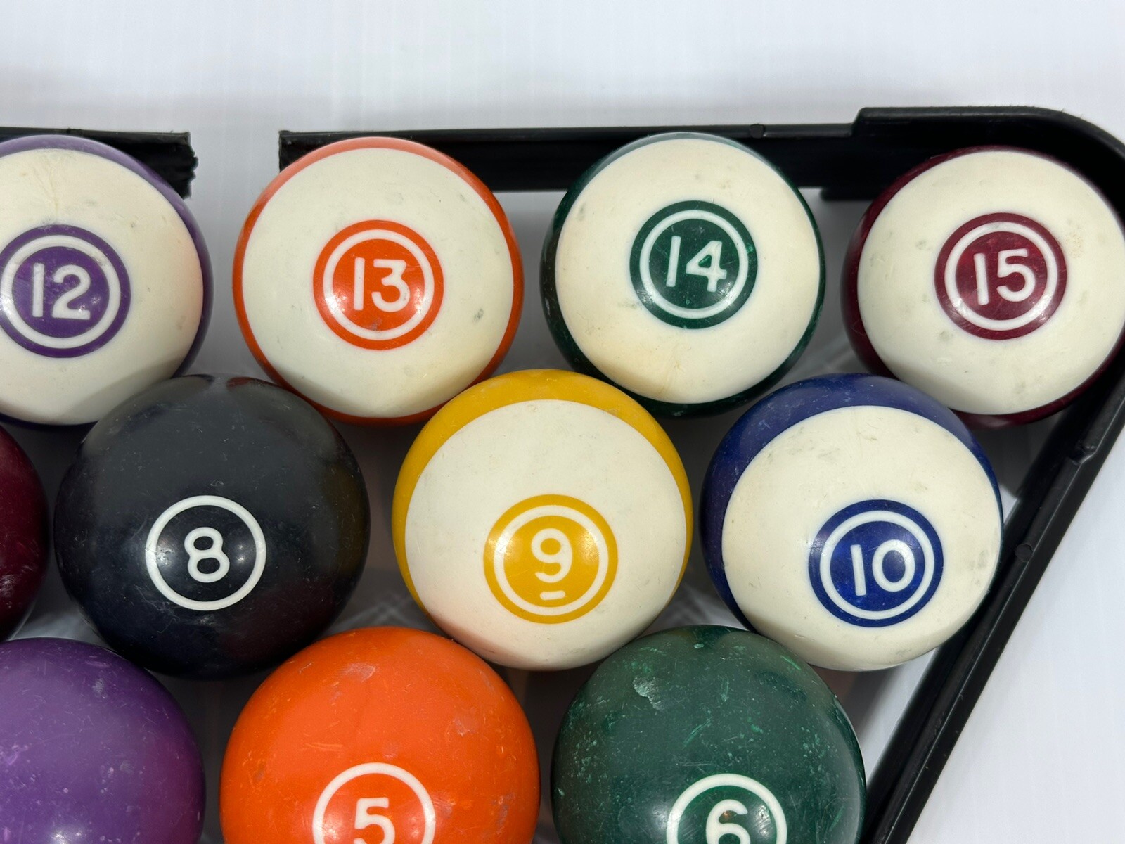 Vintage Complete Set of 16 Billiard Pool Balls cue ball well used