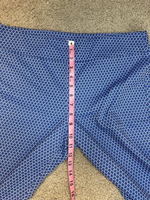 Pantalon Slim Margaret M Crop Cheville - Taille L, Bleu Et Blanc Motif Diamant (occasion Très Bon état)