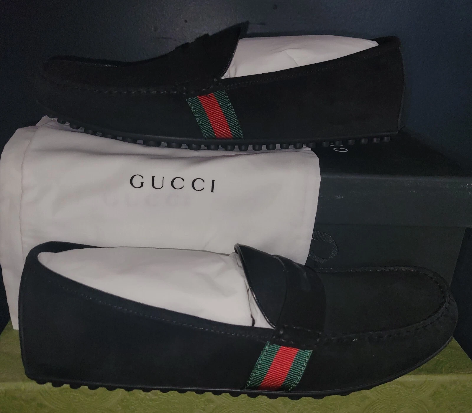 NEUF GUCCI HOMME DRIVER AVEC MOCASSINS WEB GUCCI 13 (US 13,5)