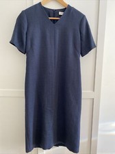 WATERCOLOURS blue wool blend uk 10 vintage shift dress work office wear