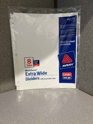 Avery Extra Wide White Dividers, 8 Tabs #11223