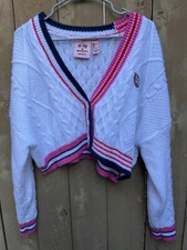 XO. Kitty Hello Kitty Forever 21 White Knit Cropped Cardigan Sweater Women's M