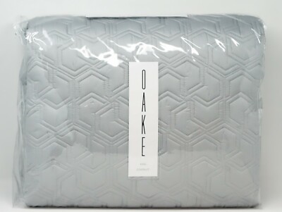 Oake Cascade Quilted 100% Cotton Geometric Coverlet - KING - Grey