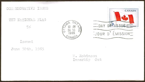 🍁Canada  #439   "CANADIAN FLAG"     Fine Used  1965  First Day Cover